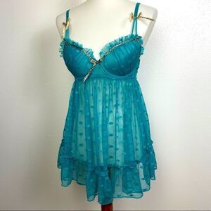 Teal Teddy with Animal Print Trim